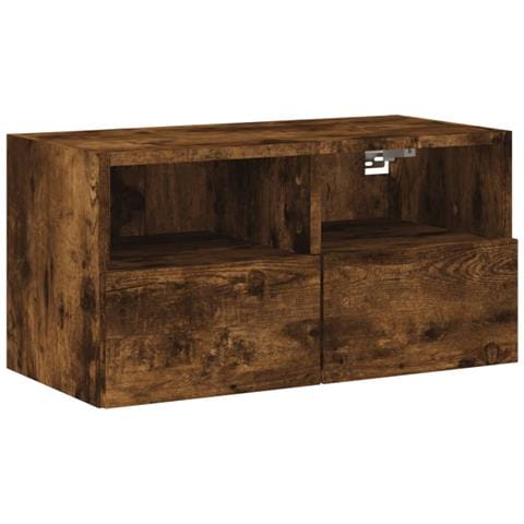 Mobile Tv A Parete Rovere Fumo 60x30x30 Cm In Legno Multistrato - Foto 2
