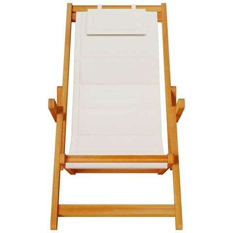 Sedia da Spiaggia Pieghevole Braccioli Legno Acacia&Textilene - Foto 2