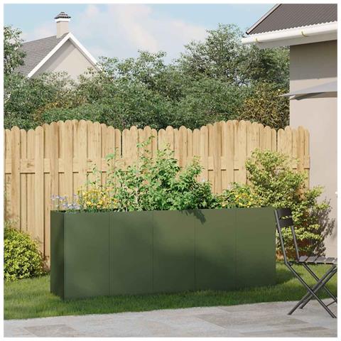 Fioriera Verde Oliva 200x40x80 Cm In Acciaio Laminato A Freddo - Foto 3