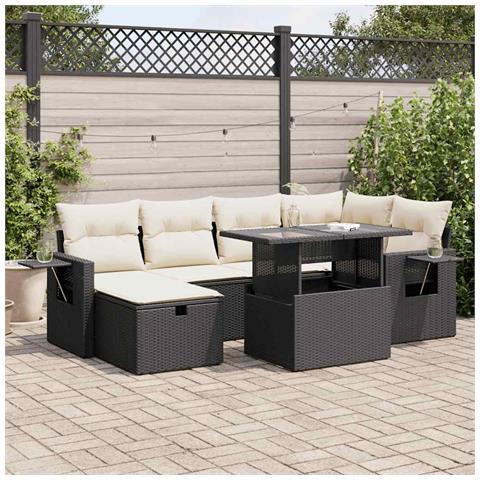 Set Divani Da Giardino Con Cuscini 7pz Nero Polyrattan - Foto 2