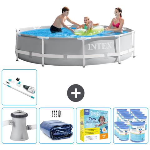 Piscina Fuori Terra - In Giro - 305x305x76 Cm - Grigio - Include Accessori Coordinati Cb26 - Foto 1