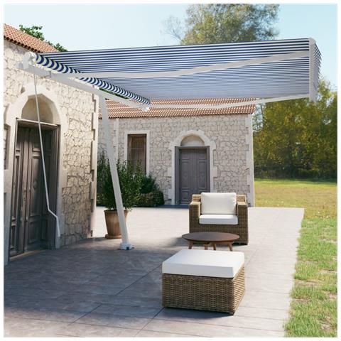 Tenda Retrattile Manuale Con Palo 450x350 Cm Arancio Marrone - Foto 8