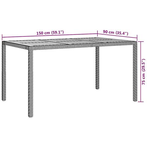 Tavolo da Pranzo da Giardino Grigio 150x90x75 cm Polyrattan - Foto 7