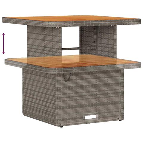 Set Divano da Giardino  12 Pezzi con Cuscini Grigio Rattan Polietilene Acacia, Set da Pranzo da Giardino  3 Pezzi con Cuscini Grigio Rattan Polietilene Acacia - Foto 9