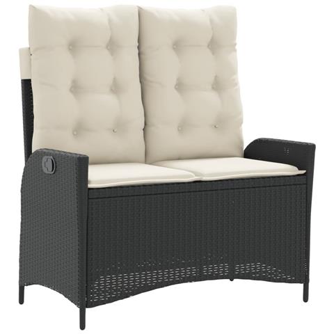 Panca Reclinabile da Giardino con Cuscini Nera in Polyrattan - Foto 1