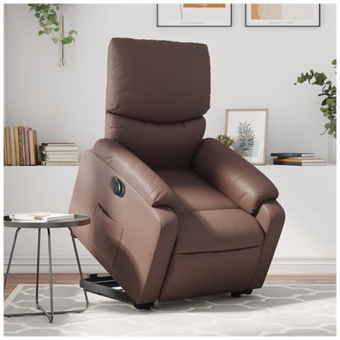 Poltrona Alzapersona Reclinabile Marrone in Similpelle - Foto 2