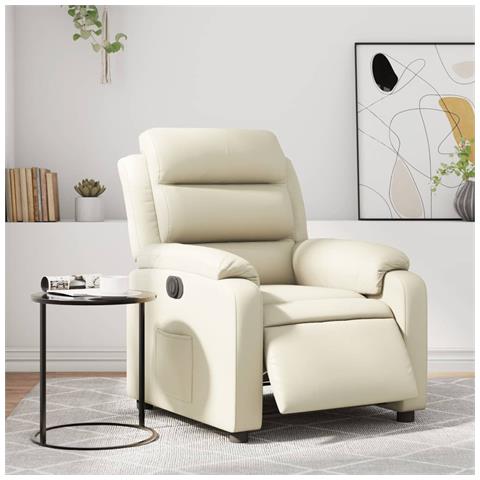 Poltrona Reclinabile Elettrica Crema in Similpelle - Foto 2