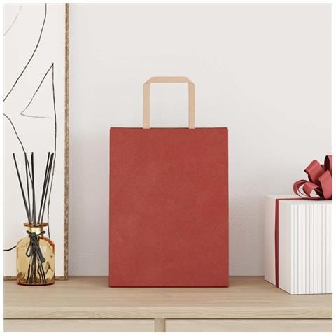 Sacchetti di Carta 250 pz con Manici Rossi 21x11x28 cm - Foto 2