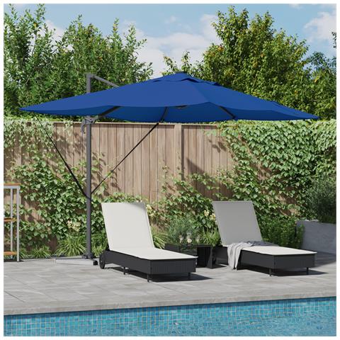 Ombrellone a Sbalzo Roma con LED Blu Azzurro 352x251x265 cm Alluminio - Foto 2