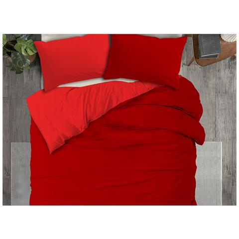 Copripiumino No Stiro Tinta Unita Bicolor Microfibra Effetto Manopesca Francesca Matrimoniale Bordeaux-rosso - Foto 1