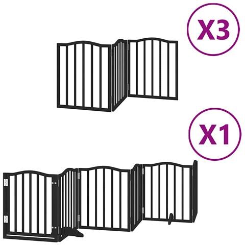 Cancello Cani Porta Pieghevole Nero 15 Pannelli 750 cm Pioppo - Foto 1