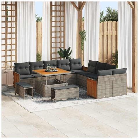 Set Divano da Giardino 13 pcs Grigio Grigio scuro - Foto 2