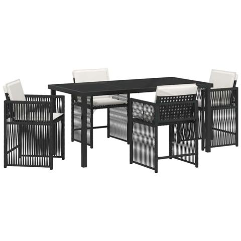 Set da Pranzo per Giardino 5 pcs Nero polyrattan - Foto 1