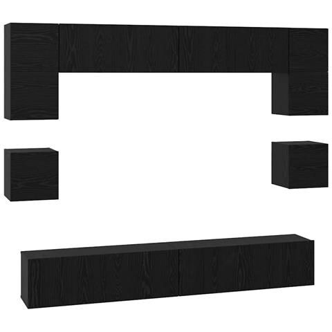Set mobile TV 8 pcs Rovere nero 100 x 30 x 30 cm - Foto 1