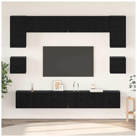 Set mobile TV 8 pcs Rovere nero 100 x 30 x 30 cm - Foto 2