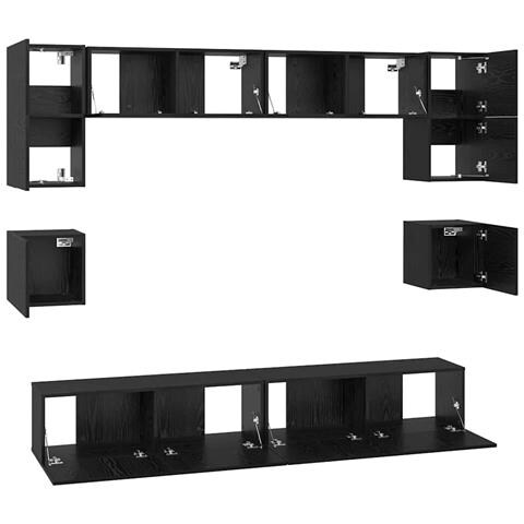 Set mobile TV 8 pcs Rovere nero 100 x 30 x 30 cm - Foto 9