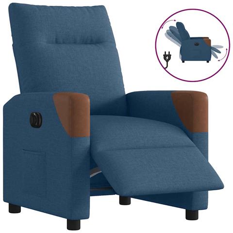 Poltrona Reclinabile Elettrica Blu in Tessuto - Foto 1