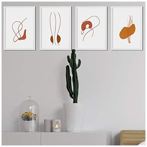 Set Di 4 Stampe Fogli Con Disegni Colorati Basati Sul Marocco Confezione Di Pellicole ""arido"" Con Tonalità Marrone E Minimalistico Senza Cornice A3 - Foto 1