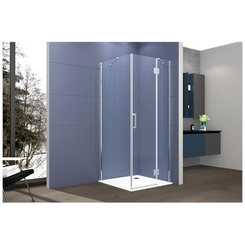 Box Doccia 2 Lati 100x70 Cm Fisso + Porta Un Battente H200 Cm Cristallo 6mm Profilo Cromato Pippo - Foto 1