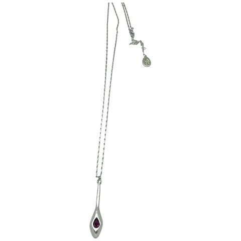 Collana Lunga Crystal Tear In Cristallo Sw Ametista Argento 10µ - Foto 1