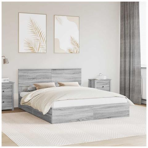 Letto con Contenitore con testiera Grigio Sonoma 160 x 200 cm - Foto 2