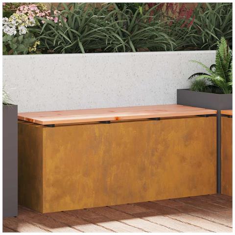 Panchina da giardino Ruggine 100 x 40 x 43 cm acciaio corten - Foto 2
