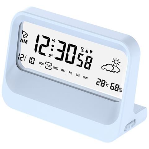 Sveglia Digitale Multifunzione Per Studenti Con Temperatura, Umidità E Timer (batterie Non Incluse) Blue - Foto 1