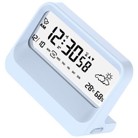 Sveglia Digitale Multifunzione Per Studenti Con Temperatura, Umidità E Timer (batterie Non Incluse) Blue - Foto 3