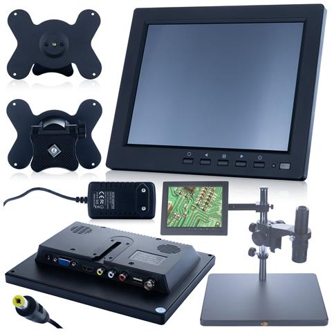 Display 8 Pollici Per Microscopio - Montaggio Universale, Risoluzione 1024x768 | Uscite Bnc, Av, Vga, Hdmi | Uso Professionale E Hobbistico - Foto 1