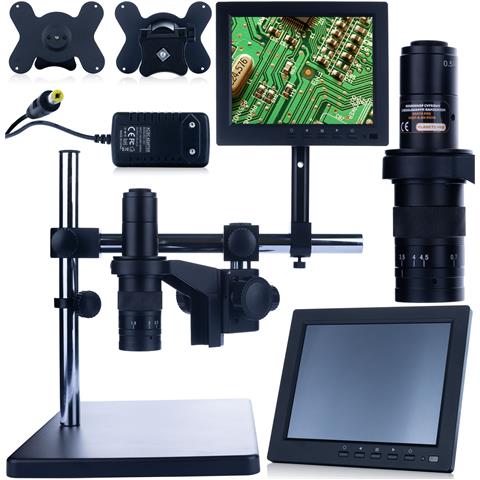 Mikroscopio Digitale Earth Pro Mcep-0.5x-pzrr - Braccio Regolabile, Display 8"" | Zoom 7-45x, C-mount | Elettronica, Biologia, Gioielleria - Foto 1