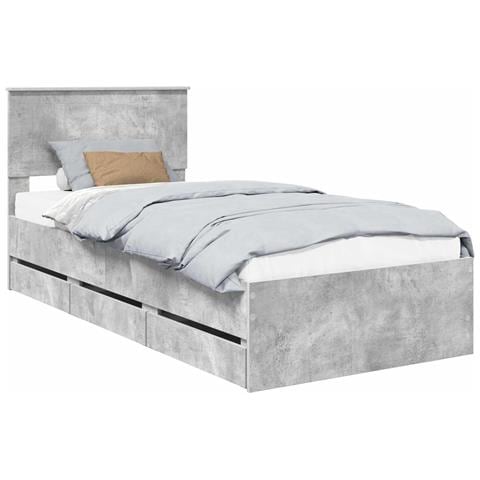 Struttura del letto con cassetto Grigio cemento 90 x 190 cm - Foto 1