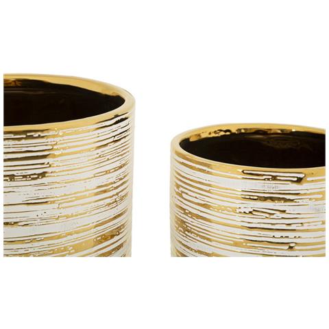Coppia Portavasi Melody In Ceramica Oro E Bianco - Foto 2