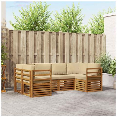 Set divani con cuscino 20 pcs Naturale Legno di Acacia Massello - Foto 2