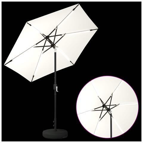 Parasol da Giardino con Luci LED 230 x 230 cm Poliestere Crema - Foto 2