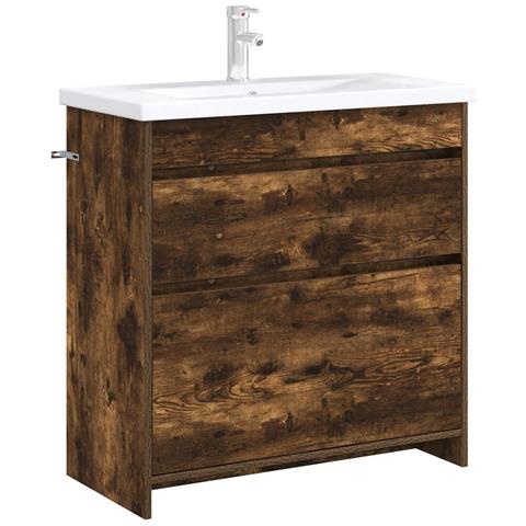 Mobiletto da Bagno Sotto Lavabo Rovere Fumo 78,5 x 37,5 x 81 cm - Foto 2