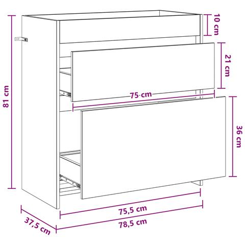 Mobiletto da Bagno Sotto Lavabo Rovere Fumo 78,5 x 37,5 x 81 cm - Foto 7
