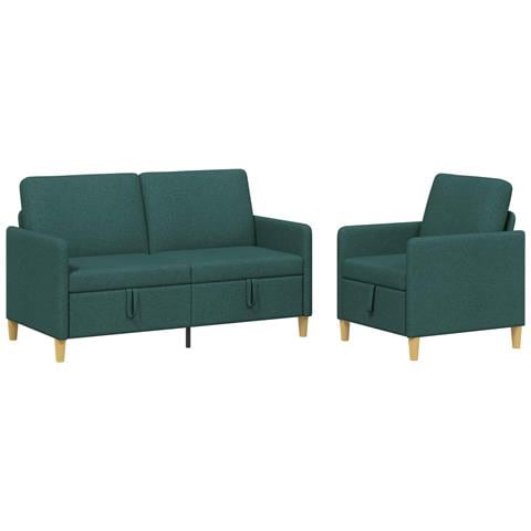 Set di Divani con Storage 2 pcs Verde Scuro Poliestere - Foto 1