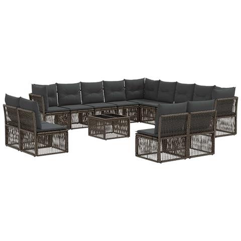 Set Divano da Giardino 14 pcs Grigio polyrattan - Foto 1