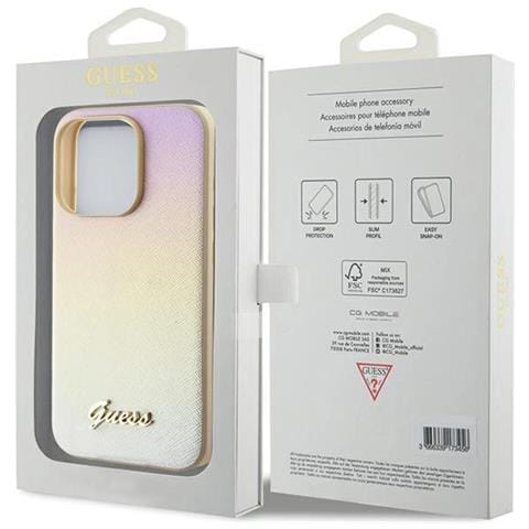 Guess Saffiano Iridescent Script Cover Per Iphone 14 Pro - Oro - Foto 1