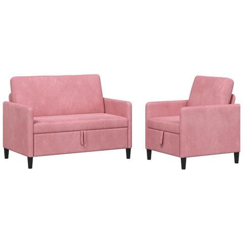Set di Divani con Storage 2 pz Rosa Poliestere - Foto 1