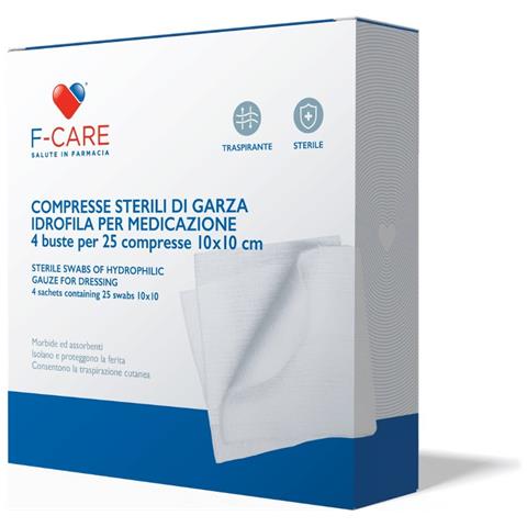 F Care Garza Compressa in Cotone 12/8 10X10CM 100 Pezzi - Foto 2