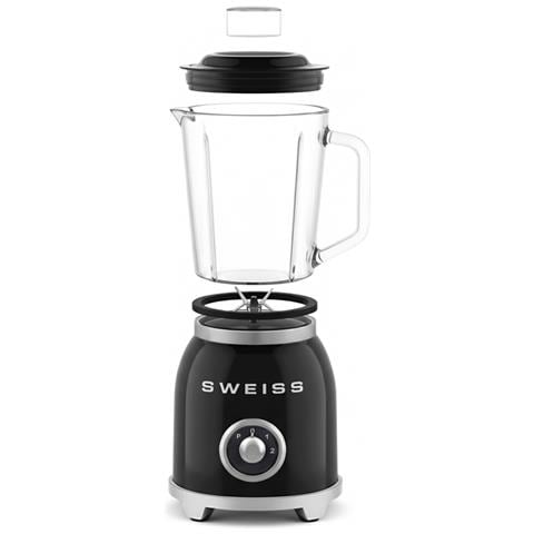 Frullatore Vintage A 2 Velocità E Funzione Pulse Mxv9, 6 Lame In Acciaio Inox, 1,5 L, Ciotola In Vetro, 1000 W, Nero - Foto 2