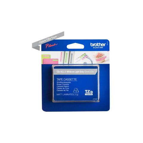 Nastro Laminato Opaco in Poliestere per Etichettatrice Formato 1.2 cm x 5 m Bianco su Grigio Chiaro - Foto 1