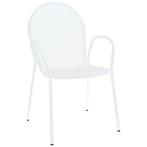 Set Tavolo Giardino Quadrato Fisso 80 X 80 Con 2 Poltrone In Ferro Bianco Per Esterno - Foto 2