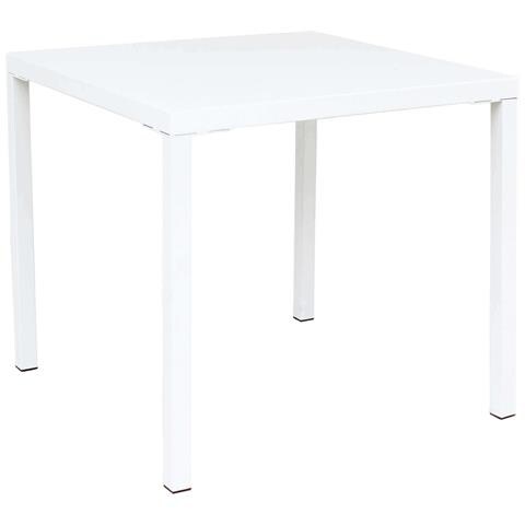 Set Tavolo Giardino Quadrato Fisso 80 X 80 Con 2 Poltrone In Ferro Bianco Per Esterno - Foto 4