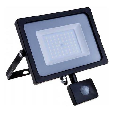 V-tac Pro Vt-50-s Faro Led 50w Ultra Slim Nero Con Sensore Pir Bianco Freddo 6400k Ip65 - Sku 471 - Foto 1
