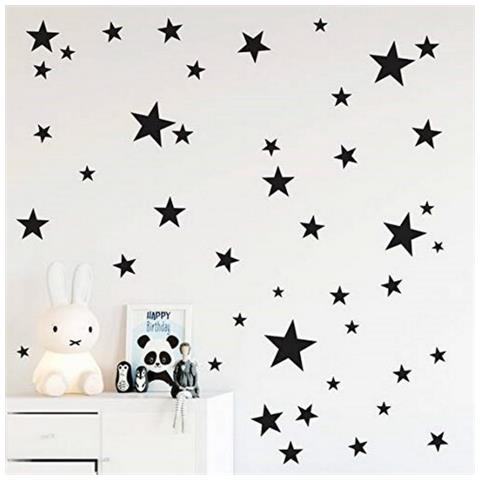 Sticker Per Bambini Stars - Stelle - Per Bambini - Da Parete - Nero In Vinile, 24 X 0,15 X 29 Cm - Foto 1