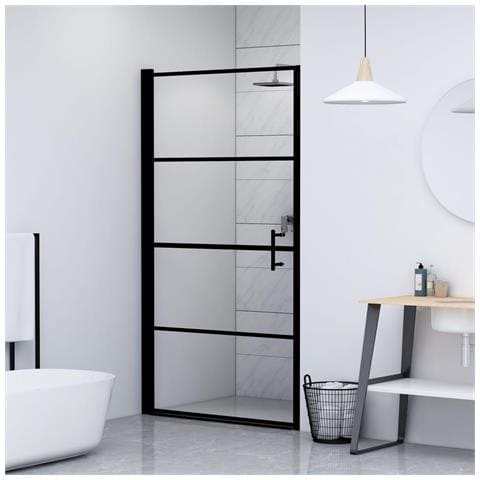 Porta Per Doccia In Vetro Temperato 100x178 Cm Nera - Foto 2
