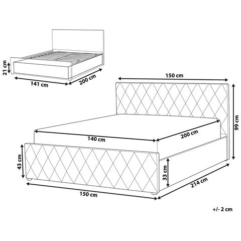 Letto In Velluto Grigio Con Contenitore 140 X 200 Cm Rochefort - Foto 14