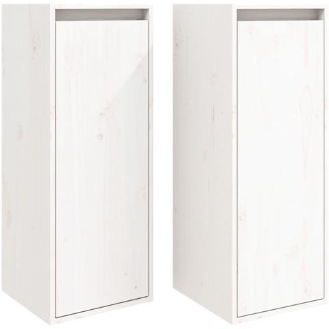 Pensili 2 Pz Bianchi 30x30x80 Cm In Legno Massello Di Pino - Foto 1